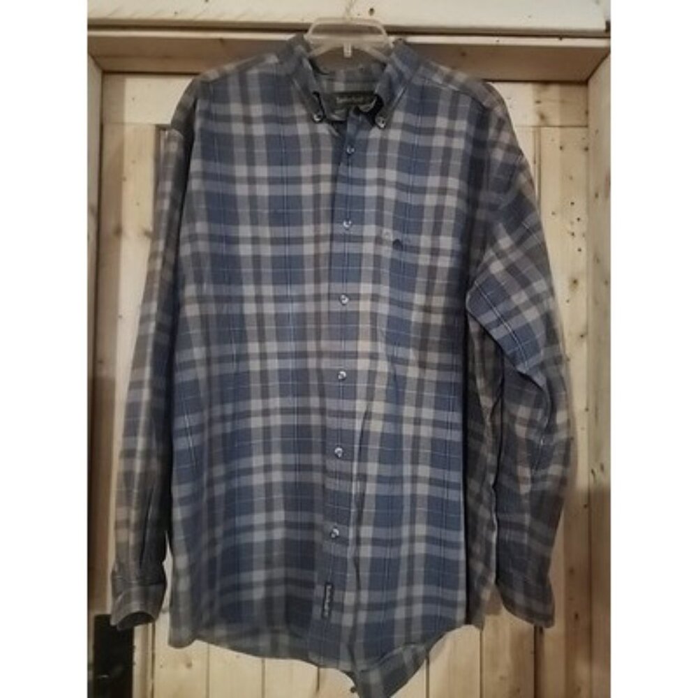 VTG Timberland Plaid Button Down Shirt Long Sleeve Men's Size Large Blue Beige